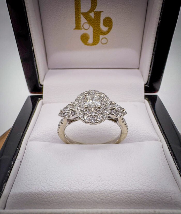 White Gold Marquise Diamond Engagement Ring - Image 3